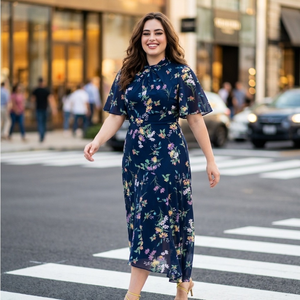 Maggy London Navy Floral Maxi Dress - Picture 4 of 11
